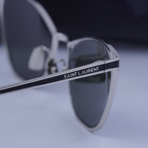 Saint Laurent SL409 001 Cat Eye Sunglasses - Silver/Black/Grey main image 4